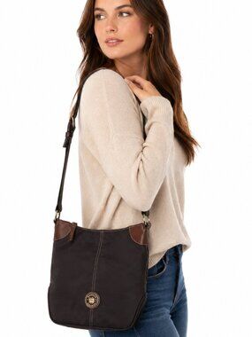 Dooney & Bourke Wayfarer Nylon Brown Leather Crossbody Purse Bag